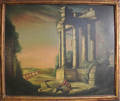 Oil on canvas landscape with classical buildings