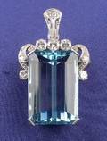 Platinum Aquamarine and Diamond PendantPin