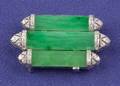 Art Deco Platinum Jadeite and Diamond Brooch Raymond Yard