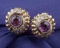 18kt Gold Amethyst and Diamond Earclips