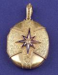 Victorian 14kt Gold Diamond and Enamel Pendant Locket