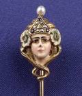 Art Nouveau 14kt Gold and Enamel Stickpin