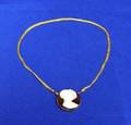 Edwardian 14kt Gold and Circular Onyx Cameo Pendant Necklace