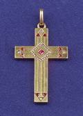 Antique 18kt Gold and Gemset Cross Pendant
