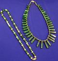 Two Contemporary Malachite and Gold Bead Necklaces