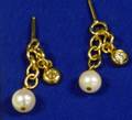 18kt Gold Cultured Pearl and Diamond Earpendants