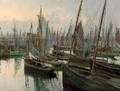 Peder Knudsen Danish 18681944 A Busy Harbor