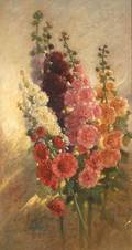 Samuel Coleman American 18321920 Hollyhocks