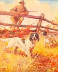 American School 20th Century A Hunter with His Setters