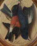 Lot of Two Still Lifes with Birds Including Work By Michelangelo Meucci Italian ac 1877 and C Coppini Italian 19th Century