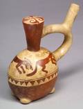 PreColumbian Painted Stirrup Spout Pottery Vessel