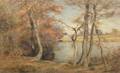 Albert Insley American 18421937 Lakeside Landscape Autumn
