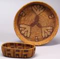 Two California Polychrome Coiled Baskets