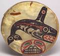 Northwest Coast Painted Wood and Rawhide Drum