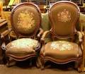 Matched Pair of Rococo Revival Walnut Needlepoint Upholstered Parlor Armchairs