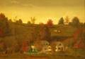 Framed American School Oil Landscape with a Farm