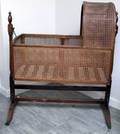 Regency Caned Mahogany Hooded Cradle on Stand