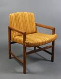 MidCentury Modern Armchair w Orange Upholstery