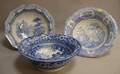 Three English Blue and White Transfer Decorated Staffordshire Basins