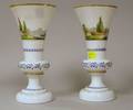 Pair of Enamel Landscape Decorated Bristol Glass Vases