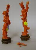 Pair of Chinese Carved Coral Kuan Yin Figures