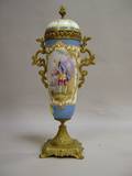 Sevres Giltmetal Mounted Gilt Enamel and Handpainted Porcelain Covered Potpourri