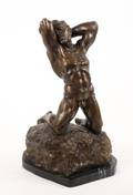 Cast Patinated Bronze Sculpture Male Nude