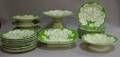 TwentyPiece English Green and White Grapeleaf Pattern Ceramic Dessert Set