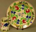 English Polychrome Rabbitware Platter and Mug