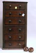 Small Mahogany and Mahogany Veneer SixDrawer Trinket Chest