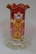 Art Nouveau Enamel Floral Colored Glass Vase