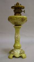 Continental Gilt Porcelain Kerosene Table Lamp