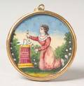 American School 19th Century Miniature Watercolor Memorial Picture