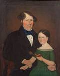American School 19th Century Portrait of a Man and His Daughter