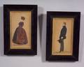 American School 19th Century Pair of Miniature FullLength Portraits of a Gentleman and a Woman