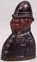 Painted Cast Iron Policeman Bank