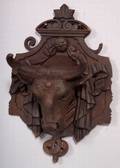 Cast Iron Figural Bulls Head Garden Ornament