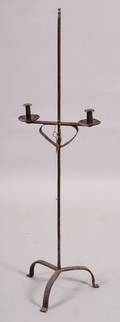 Wrought Iron Candlestand and a Brass Candle Snuff