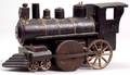 Carved and Painted Wood and Cast Iron Locomotive