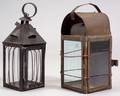 Two Tin and Glass Candle Lanterns