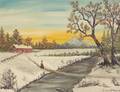 American School 19th Century Winter Landscape with Cottage and Figure