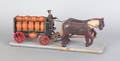 Carved wood horse drawn beer wagon ca 1940