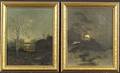 Anton Windmaier German 18401896 Lot of Two Landscapes Fox Under a Full Moon