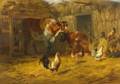 Arthur Fitzwilliam Tait American 18191905 Barn Scene with Chickens and Cattle