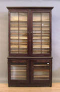 Stained pine twopart bookcase