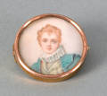 Continental watercolor on ivory portrait brooch 19th c