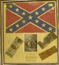 Framed Confederate Flag and Three Pieces of Confederatetype Currency