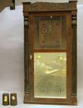 Mahogany Veneer and Ebonized SplitBaluster Mirrored Shelf Clock