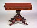 Classical Carved Mahogany and Mahogany Veneer Pedestalbase Games Table