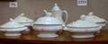 Five Ironstone Covered Serving Bowls and a Coffeepot